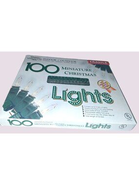 100 Miniature Clear Christmas Lights Indoor Outdoor 33 Ft UL Listed Green Wire S